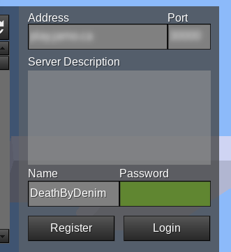 The register screen in the Minetest client